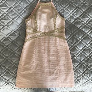 Lily cocktail dress. Size 6 in pale pink with gold embellishments
